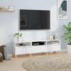 LAPOOH Meuble TV Blanc Brillant 150x30x44,5 cm Bois dingénierie,Meuble TV,Table Basse Salon Meuble TV,Table Basse LED Couleu