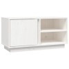 Keyur Meuble TV, Banc TV Buffet Bas Support de Télévision Meuble Télé Meuble TV Blanc 80x35x40,5 cm Bois de pin Massif