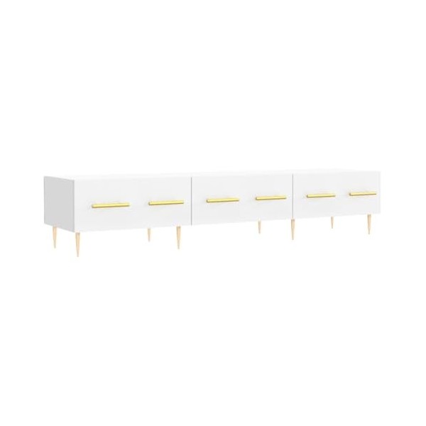 ARKEM Meuble TV Blanc 150x36x30 cm Bois dingénierie,Table Basse Salon Meuble TV,Table Basse LED Couleurs,Meuble TV