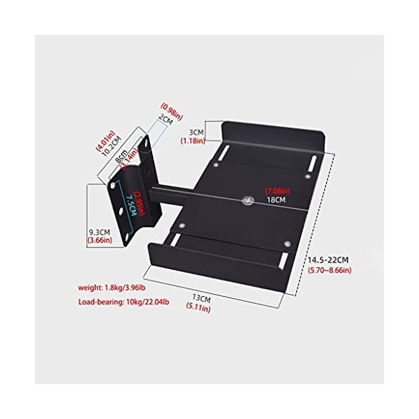BNNP Étagère centrale de divertissement - Support pour haut-parleur - Support mural pour équipement multimédia rotatif - Cadr