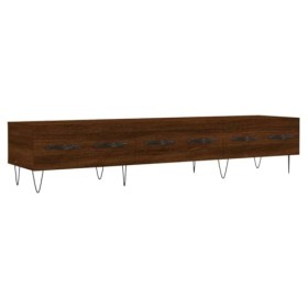 Hovothy Meuble TV Chêne Marron 150x36x30 cm Bois dingénierie Meuble de Salon Pieds en Fer Style Calme Décoration Intérieur U