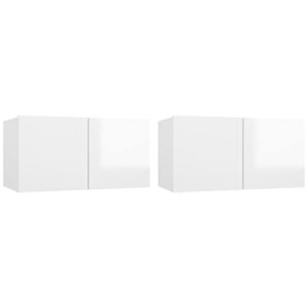 FAMIROSA Meubles TV Suspendus 2 pcs Blanc Brillant 60x30x30 cm-20.4KG