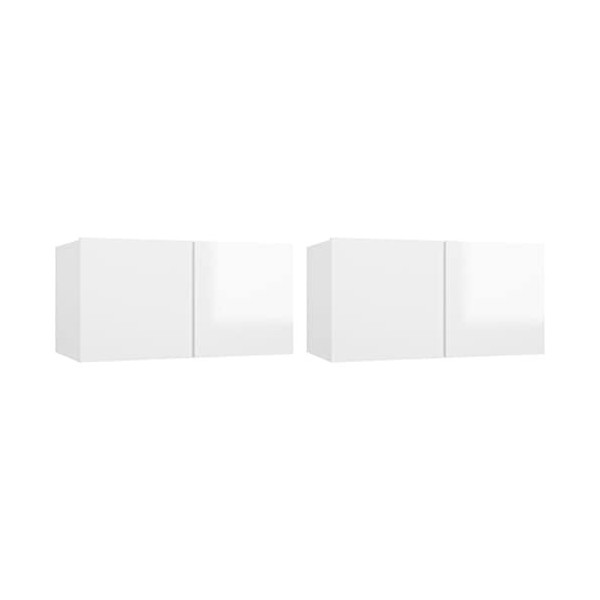 FAMIROSA Meubles TV Suspendus 2 pcs Blanc Brillant 60x30x30 cm-20.4KG