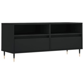 Hovothy Meuble TV Noir 100x34,5x44,5 cm Bois dingénierie et Fer Armoire Stéréo Espace de Vie Intérieur Décoration Classique 