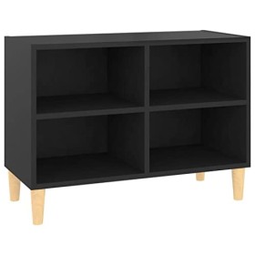 TECHPO Centres de divertissement et supports TV, meuble TV avec pieds en bois massif, noir, 69,5 x 30 x 50 cm