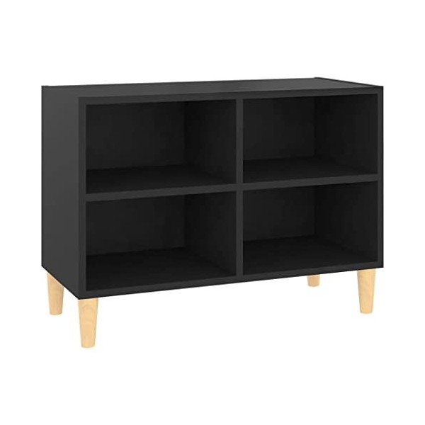 TECHPO Centres de divertissement et supports TV, meuble TV avec pieds en bois massif, noir, 69,5 x 30 x 50 cm