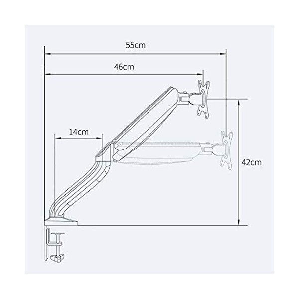 Pied TV Support Universel Support de Montage Mural TV, pour écrans de 12 à 27 Pouces, Moniteur de Mouvement Complet avec Ress