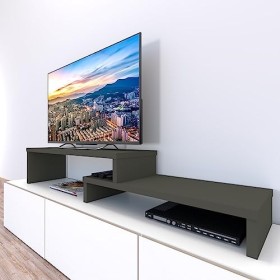 Henor Meuble TV Échelle Réglable Bois FSC® 110+90 x 35 x 30/15 cm Graphite