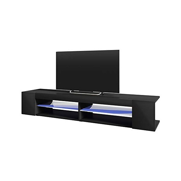 Selsey Mitchell - Meuble TV/Meuble de Salon Blanc Mat/Blanc Brillant, 137 cm, avec LED 