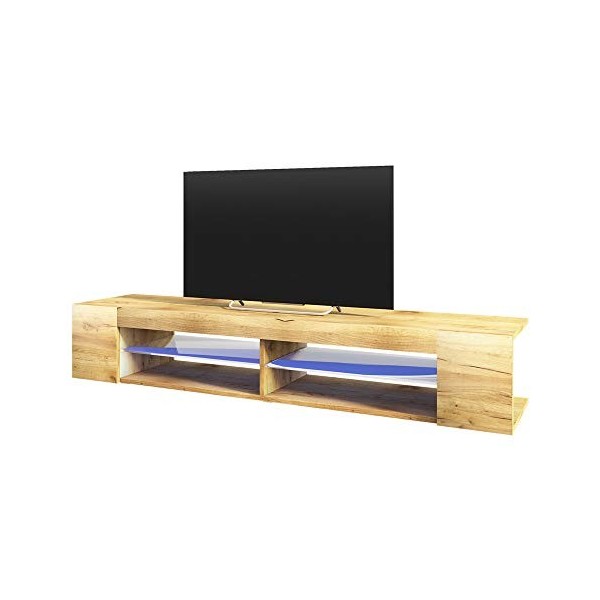 Selsey Mitchell - Meuble TV/Meuble de Salon Blanc Mat/Blanc Brillant, 137 cm, avec LED 