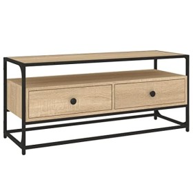 Higsose Meuble TV Design Élégant Chêne Sonoma 100x35x45 cm Bois dingénierie Meuble de Multimédia avec Pieds en Métal Meuble 