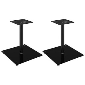 vidaXL Supports de Haut-parleurs 2 pcs Noir Verre trempé 1 Pilier
