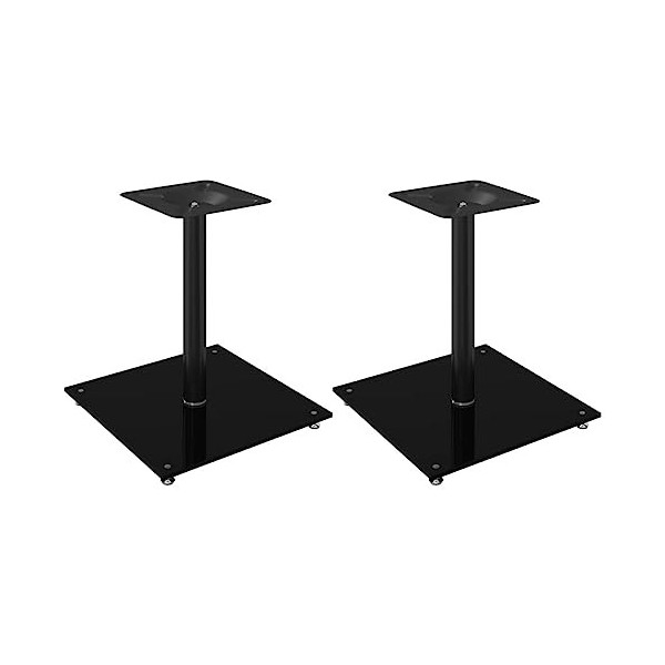 vidaXL Supports de Haut-parleurs 2 pcs Noir Verre trempé 1 Pilier
