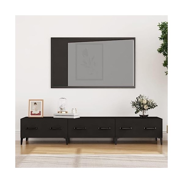 Annlera Meuble TV Noir 150x34,5x30 cm Bois dingénierie Classique Banc TV Décorer Pièce Minimaliste Armoire TV Fonction daff