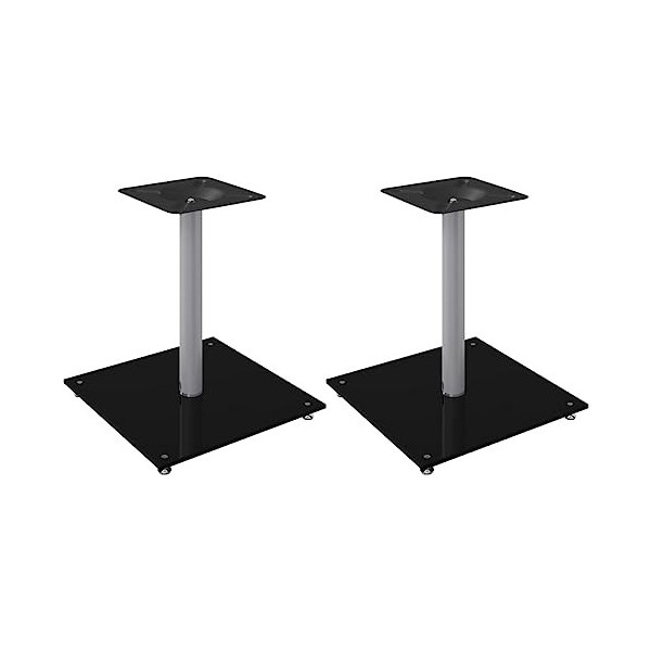 vidaXL Supports de Haut-parleurs 2 pcs Noir Verre trempé 1 Pilier