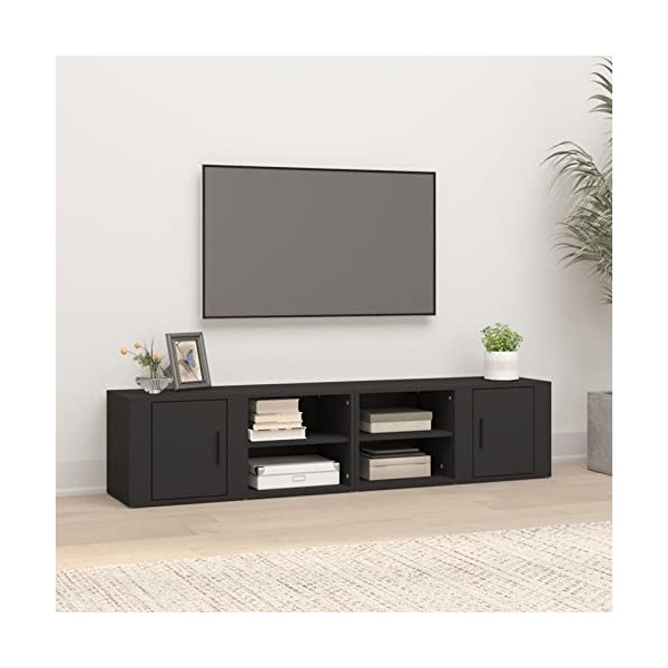 Tidyard Meubles TV 2 pcs Unité TV de 3 Compartiments Banc TV en Bois de Salon Sonoma Gris 80x31,5x36 cm Bois dingénierie