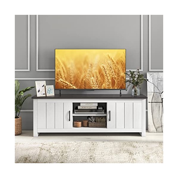 GIANTEX Meuble TV - Meuble TV - Meuble TV - Support pour TV jusquà 65" - Commode basse en bois avec compartiments ouverts et
