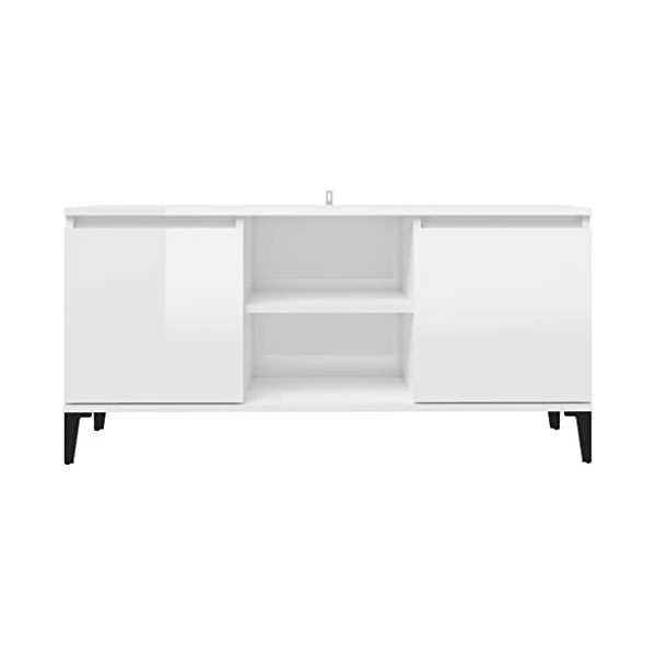 Meuble TV Buffet TV Blanc brillant pour bureau