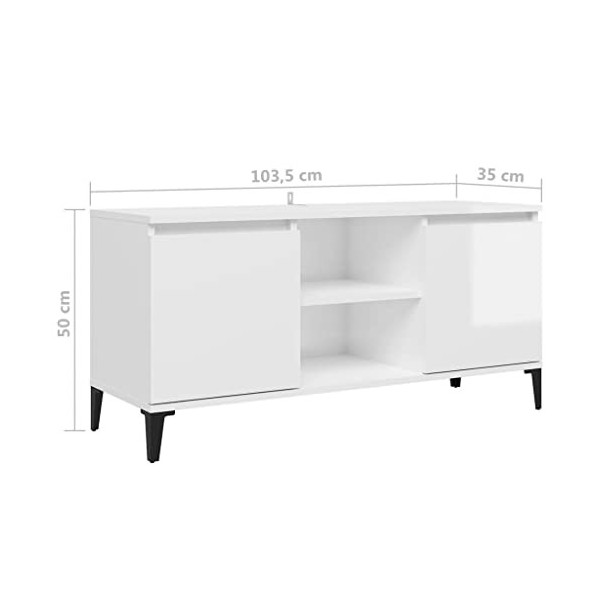 Meuble TV Buffet TV Blanc brillant pour bureau