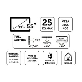 XD XDCIM4433X Support TV Mural 139,7 cm 55" Noir
