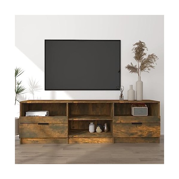 Meuble TV Chêne fumé 150x33,5x45 cm Bois dingénierie - Banc TV, Meuble TV Suspendu, Convient pour Salon ou Chambre