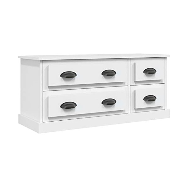 Meuble TV Blanc 100x35,5x45 cm Bois dingénierie - Meuble télé, Meuble TV Industriel, Meuble Chambre, Convient pour Salon ou 