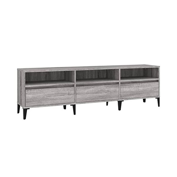 Meuble TV Sonoma Gris 150x30x44,5 cm Bois dingénierie - Meuble télé, Meuble TV Industriel, Meuble Chambre, Convient pour Sal