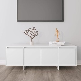 VEEKI Meuble TV, Meuble TV Suspendu, Meuble TV Blanc, Meuble TV Industriel, Meubles de Salon, Salon, Chambre, Cadre en Acier,