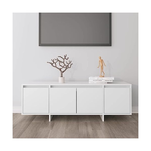 VEEKI Meuble TV, Meuble TV Suspendu, Meuble TV Blanc, Meuble TV Industriel, Meubles de Salon, Salon, Chambre, Cadre en Acier,