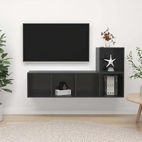 WREWING Meuble TV,Support pour Téléviseur Jusqu’à 50-80 Pouces,Table Télé avec Étagères Réglables,Bas Table TV Support de Tél
