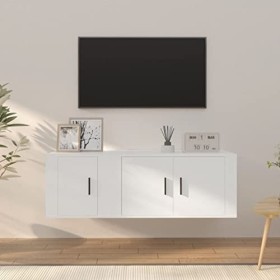VEEKI Meuble TV, Meuble TV Suspendu, Meuble TV Industriel, Meuble TV Bois, Meuble Chambre, Convient pour Salon ou Chambre, En