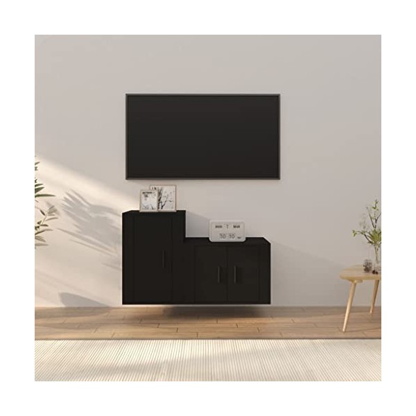 WREWING Meuble TV,Bas Table TV Support de Télévision en Bois pour Salon Chambre Salle à Manger,Support pour Téléviseur Jusqu’