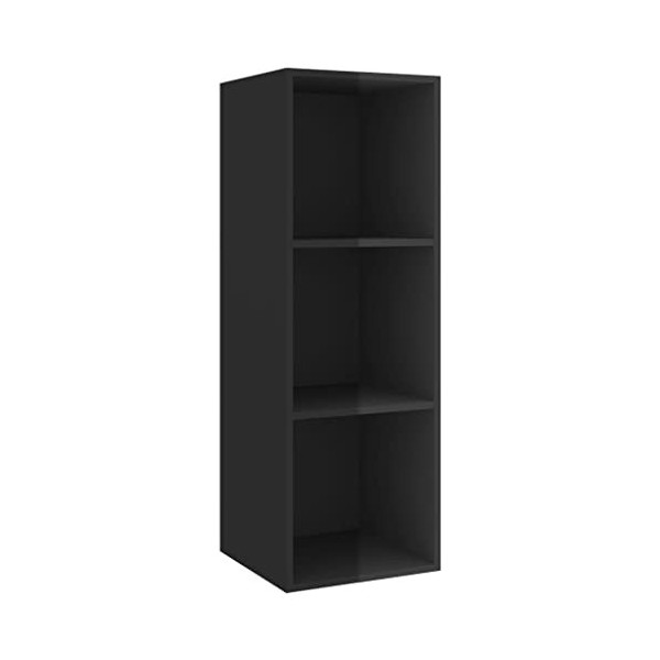 vidaXL Meuble TV Mural Centre de Divertissement Armoire Suspendue Meuble Stéréo Salon Salle de Séjour Maison Noir Brillant 37