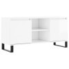 Hovothy Meuble TV Blanc Brillant 104x35x50 cm Bois dingénierie Buffet TV Espace de Vie Intérieur Style Calme Meuble de Salon