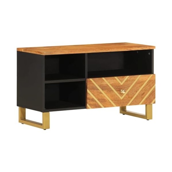 Générique Meuble TV Marron et Noir 80x33,5x46 cm Bois Massif de manguier,17.85 KG,356800, Meubles, Meubles TV