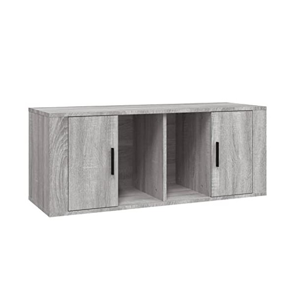 Higsose Meuble TV Salon Sonoma Gris 100x35x40 cm Bois dingénierie Armoire Télévision Dessus Stable et Robuste Vitrine daffi