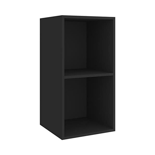 vidaXL Meuble TV Mural Centre de Divertissement Armoire Suspendue Meuble Stéréo Salon Salle de Séjour Maison Noir Brillant 37