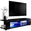 ExtremeFurniture T37 Meuble TV, Carcasse en Noir Mat/Façade en Bronze Mat sans LED