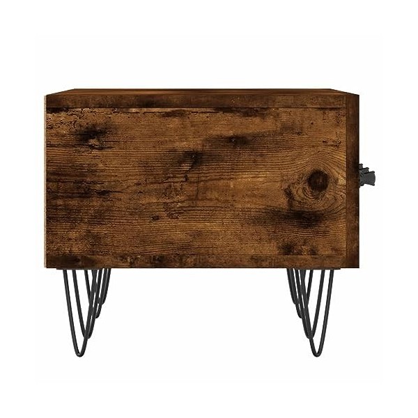 Tidyard Meuble TV de Salon Unité TV de 3 Tiroirs Meuble de Télévision Pieds en Fer Chêne fumé 150x36x30 cm Bois dingénierie