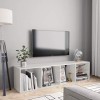 homiuse Meuble TV Blanc Brillant 143x30x36 cm Aggloméré Bibliothèque Style Classique Support de TV Table TV Meuble Salon Armo