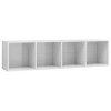 homiuse Meuble TV Blanc Brillant 143x30x36 cm Aggloméré Bibliothèque Style Classique Support de TV Table TV Meuble Salon Armo