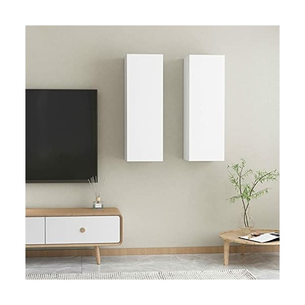 Fest-night Meuble TV Moderne Armoire TV Meubles TV 2 pcs Blanc 30,5x30x90 cm Aggloméré