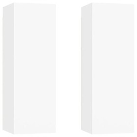 Fest-night Meuble TV Moderne Armoire TV Meubles TV 2 pcs Blanc 30,5x30x90 cm Aggloméré