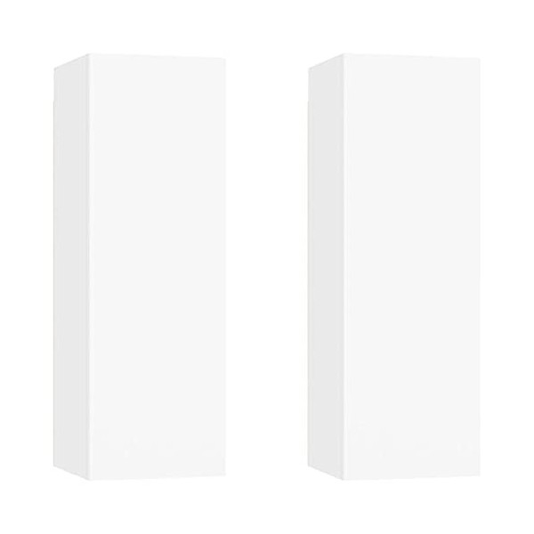 Fest-night Meuble TV Moderne Armoire TV Meubles TV 2 pcs Blanc 30,5x30x90 cm Aggloméré