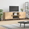 Hovothy Meuble TV Chêne Sonoma 150x30x50 cm Bois dingénierie Meuble de Salon Pieds en Fer Style Calme Décoration Intérieur U