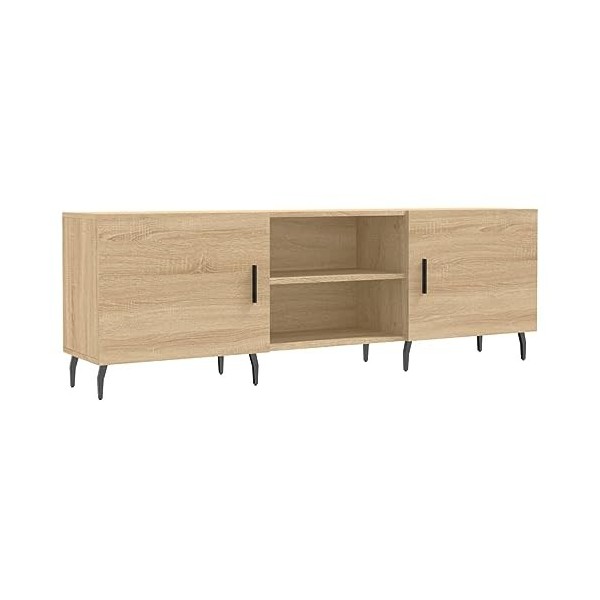 Hovothy Meuble TV Chêne Sonoma 150x30x50 cm Bois dingénierie Meuble de Salon Pieds en Fer Style Calme Décoration Intérieur U