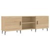 Hovothy Meuble TV Chêne Sonoma 150x30x50 cm Bois dingénierie Meuble de Salon Pieds en Fer Style Calme Décoration Intérieur U