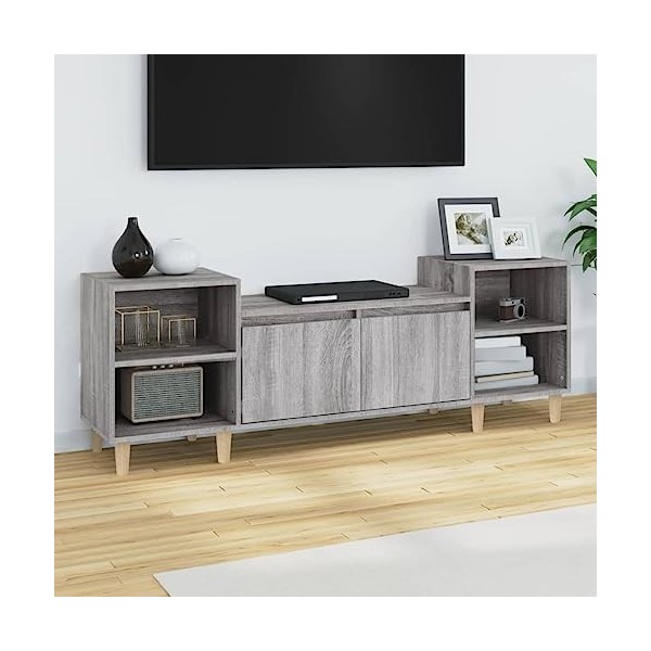 Meuble TV Sonoma Gris 160x35x55 cm Bois dingénierie - Meuble Chambre, Support Télé pour Salon Salle à Manger Chambre, Style 