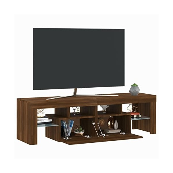 Gecheer Meuble TV avec Lumières LED 140x36x40 cm Bois Dingénierie Banc TV avec Compartiments de Stockage, Support de Télévis