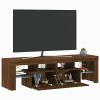 Gecheer Meuble TV avec Lumières LED 140x36x40 cm Bois Dingénierie Banc TV avec Compartiments de Stockage, Support de Télévis
